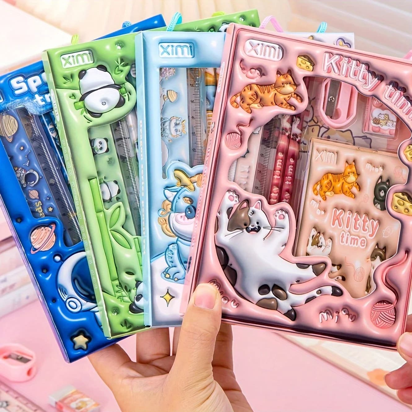 1 Set 6-Piece Stationery Set, 3D Gift Pencil Set for The Start of School Season - Gift for The Back To School Season
