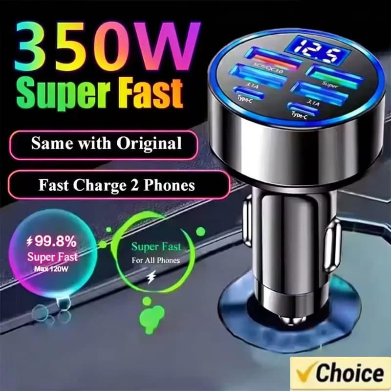 350W Car Charger USB PD QC3.0 USB C Car Phone Charger Type C Adapter for iPhone Samsung Huawei Xiaomi Quick Charge 
