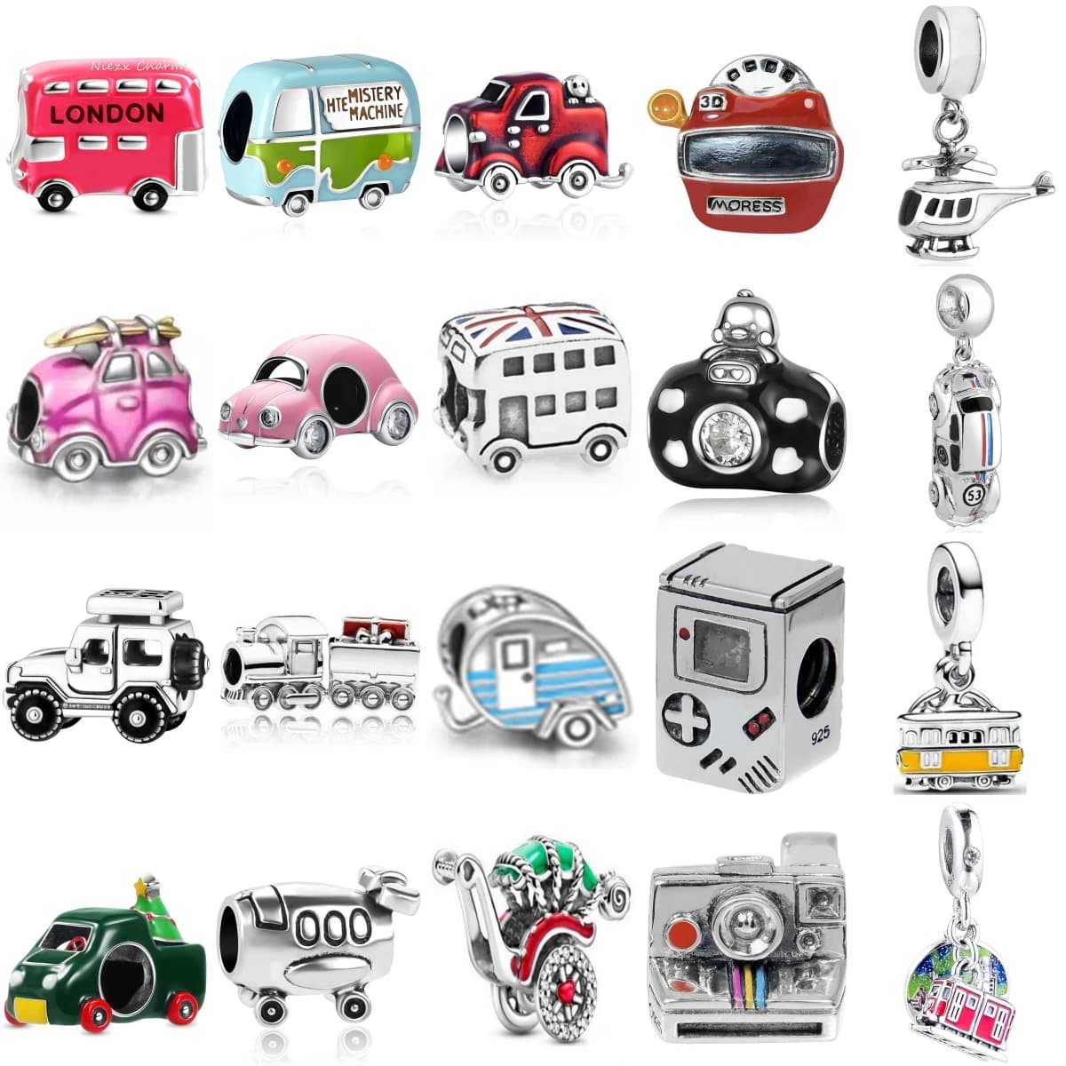 925 Silver Means Of Transportation Helmet Airplane Automobile Charms Fit Original Bracelet Bead Trinket DIY Women Jewelry Gift