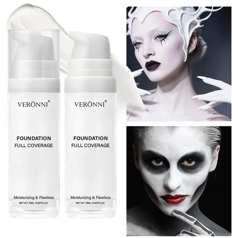 Professional White Face Foundation Matte Light White Blending Pure White Brightening Makeup For Cosplay Gothic Makeup Found