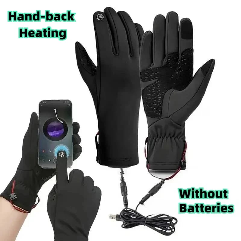 Winter Heated Gloves For Women Waterproof USB Heating Electric Gloves Anti Slip Screen Touchable Outdoor Skiing Cycling Sports