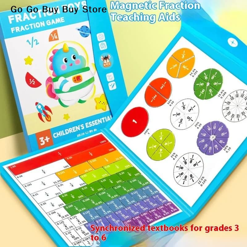 Montessori Fraction Learning Math Toy Magnetic Arithmetic Teaching Aids Wooden Book Educational Toys for Children Christmas Gift