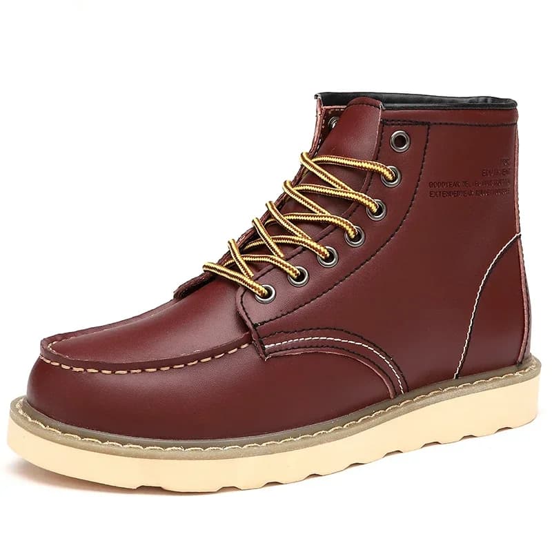 Winter Warm Men Boots Leather Mens Snow Boots with Fur Handmade Waterproof Male Ankle Boots No-slip High Top Male Work Shoes