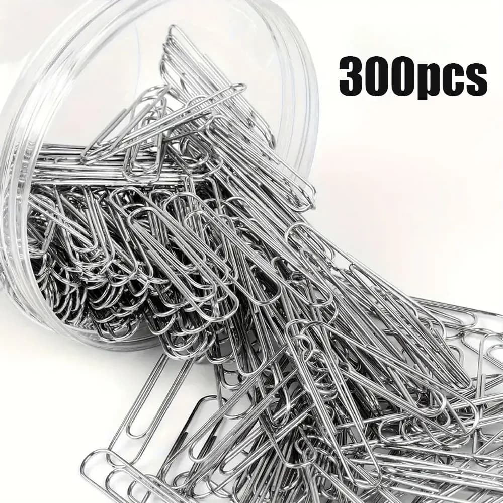 300pcs Silver Paper Clips, 28mm Office Binding Paper Clips, Suitable for Office File Storage, School, Home.