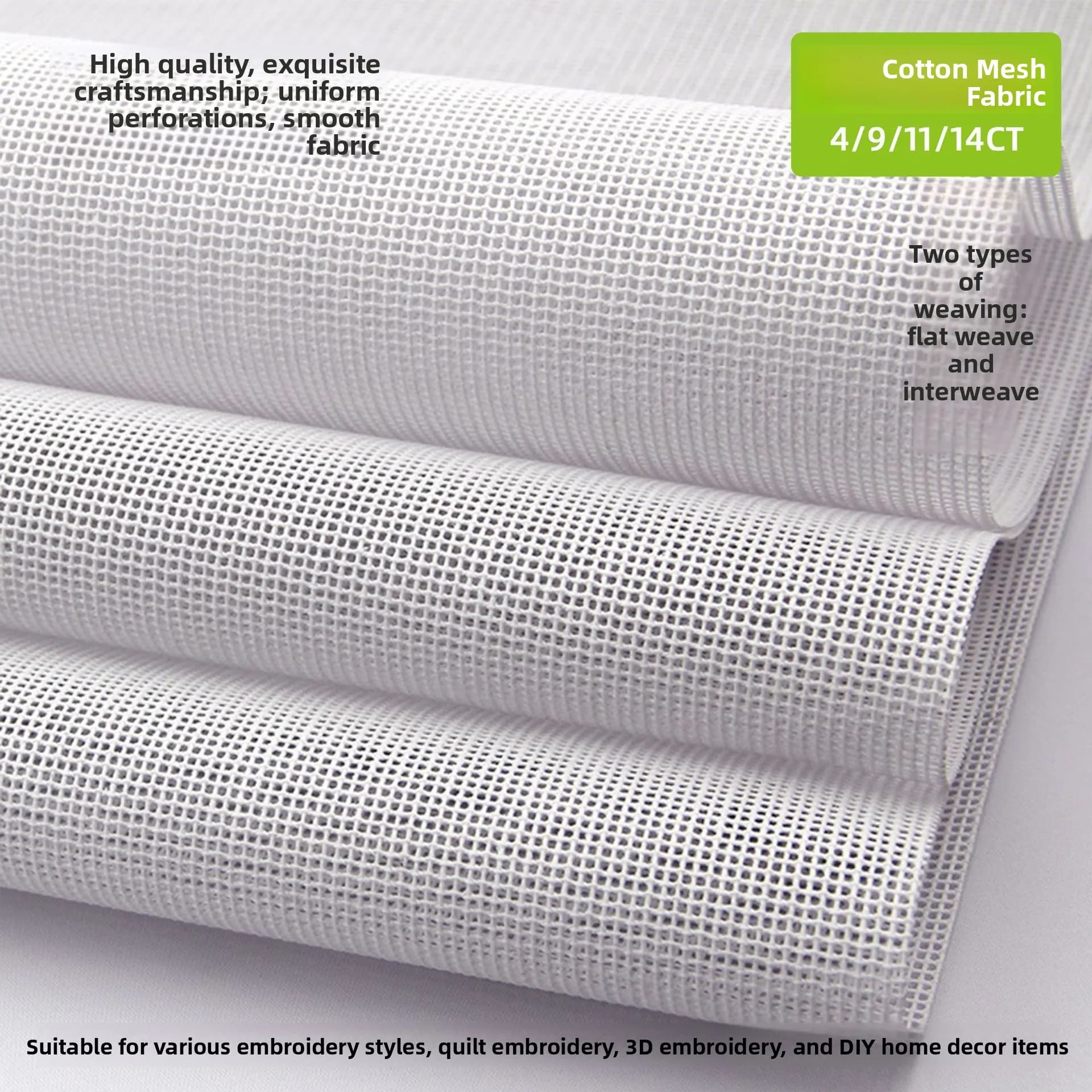 Handmade DIY Cotton Mesh Fabric 4CT/9CT/11CT/14CT Carpet Embroidery Net Cloth Eco-Friendly Print Dyeing All Seasons Decorativ...