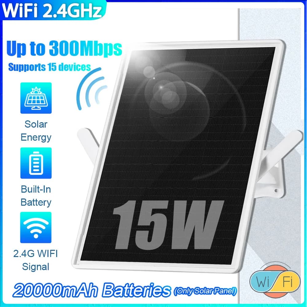 15W Solar Powered WiFi Router 2.4Ghz WiFi Hotspot Modem Router 300Mbps WiFi Repeater Outdoor Wireless Router for Outdoor Camping