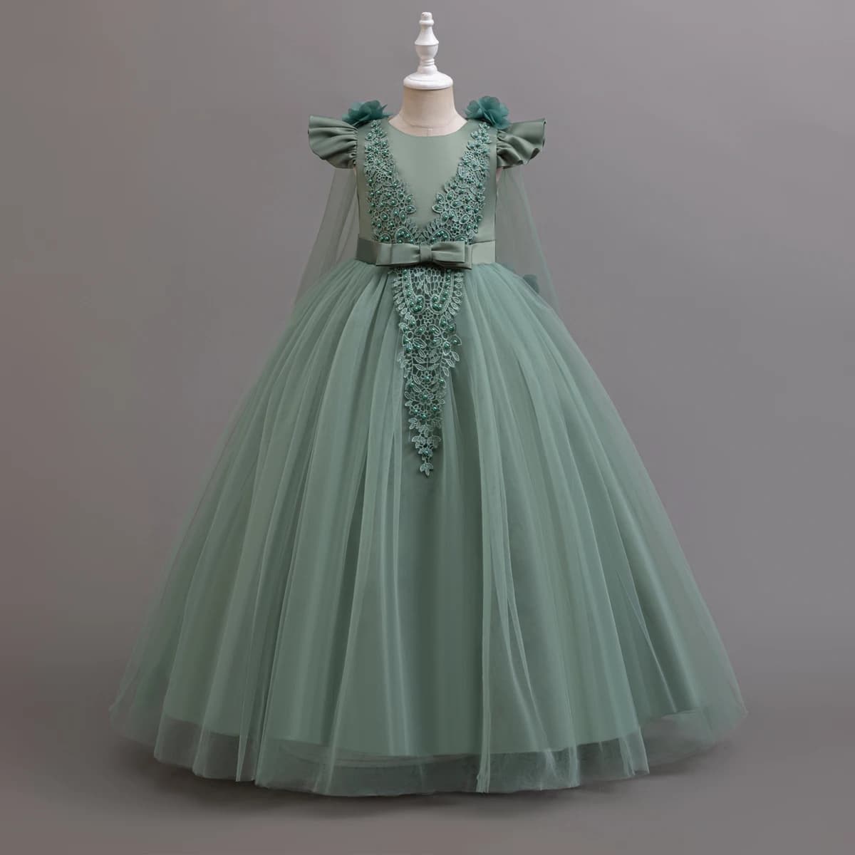 Teen Long Flower Bridesmaid Dresses For Girls Children Wedding Prom Gown Girl Party Dress Elegant Kids Communion Evening Clothes