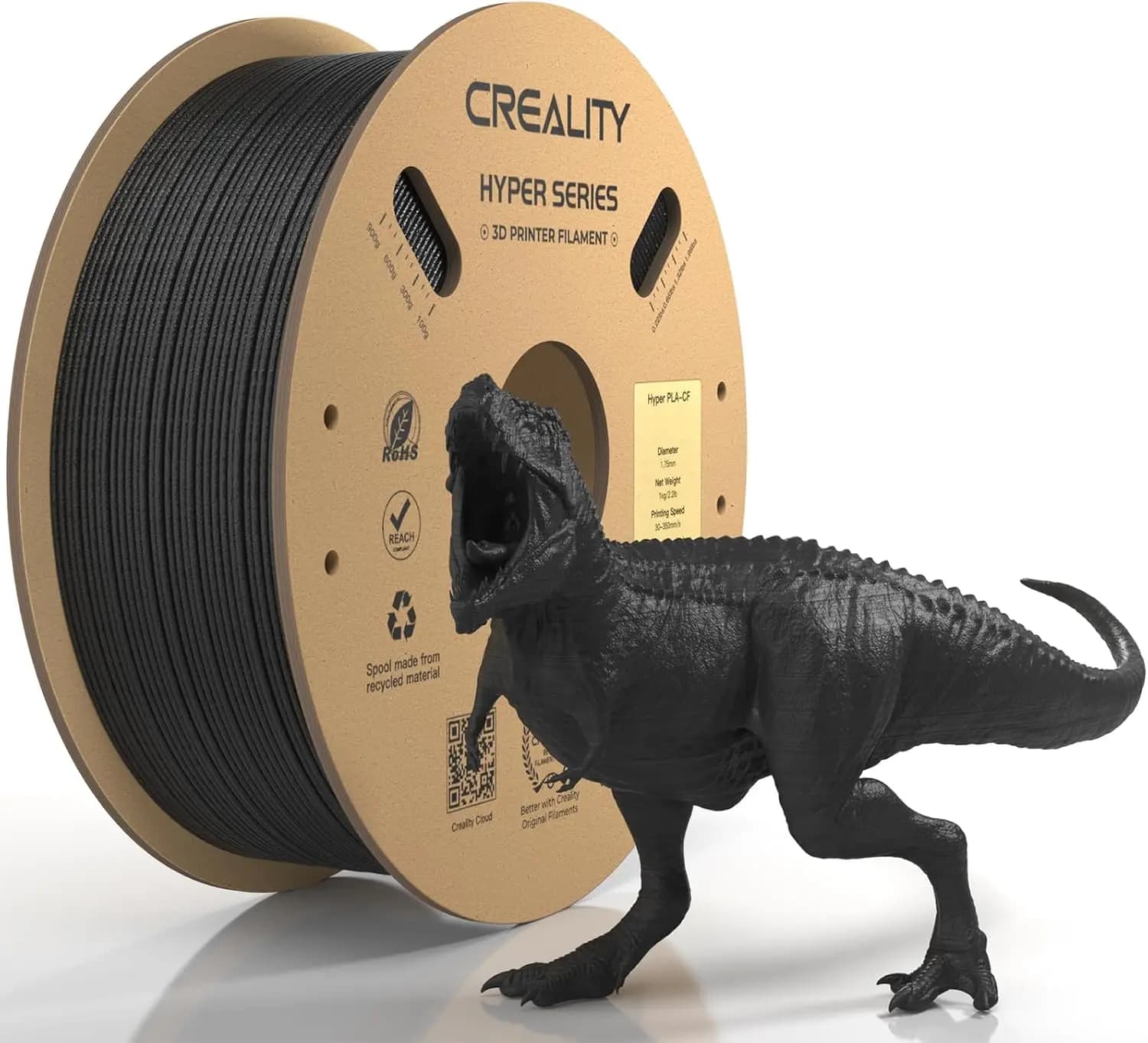 Creality Hyper PLA-CF (PLA Carbon Fiber) Matte 3D Printer Filament, 1.75mm, 1.0kg, Print Speed 300mm/s 3D Printing Materials