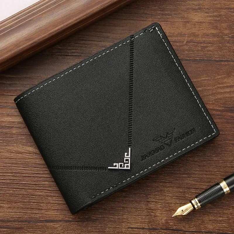 Men's wallet, leather short multiple card holder, wallet, credit card, ID card holder, casual men's business men's double fold