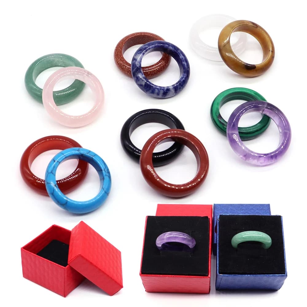 Crystal Rings Natural Stone Reiki Healing Gem Fashion Bridal Wedding Women Love Rings Jewelry Accessories Valentine's Day Gift