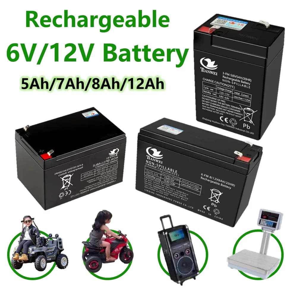 Children's Electric Vehicles Batteries, 6V 12V Rechargeable Battery for Toy Cars Toy Motorcycles Baby Strollers 5Ah 7Ah 8Ah 12Ah