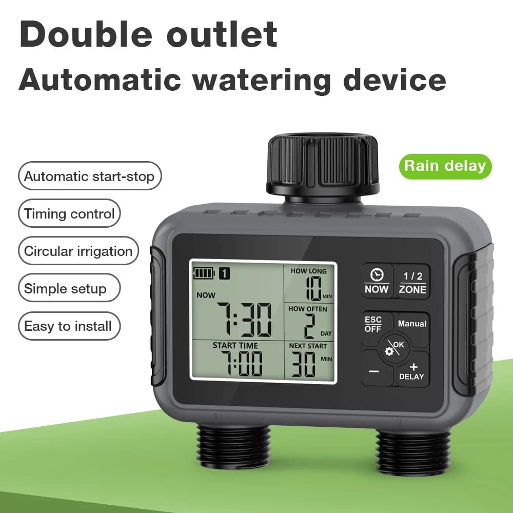 Garden Water Timer 1/2/3 Zone Programmable Automatic Irrigation Timer with Rain Delay Manual/Auto Mode Watering for Lawn Yard