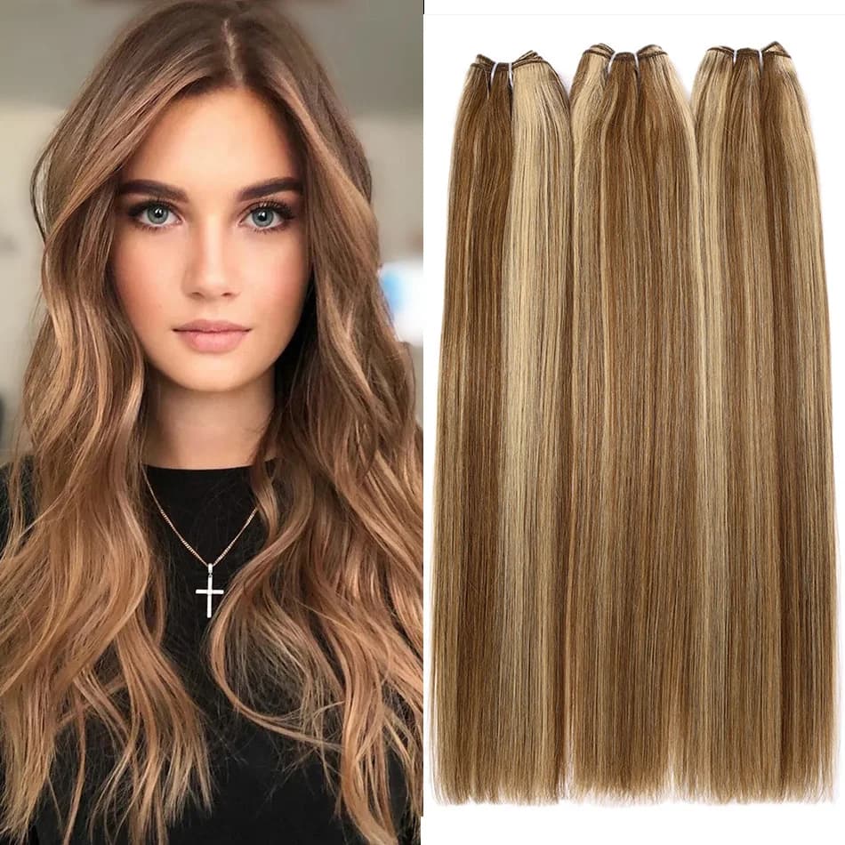 Highlight Human Hair Bundles Weft 100% Remy European Human Hair Weaves 100G /50G Hair Weaving Braiding Natural Straight Hair