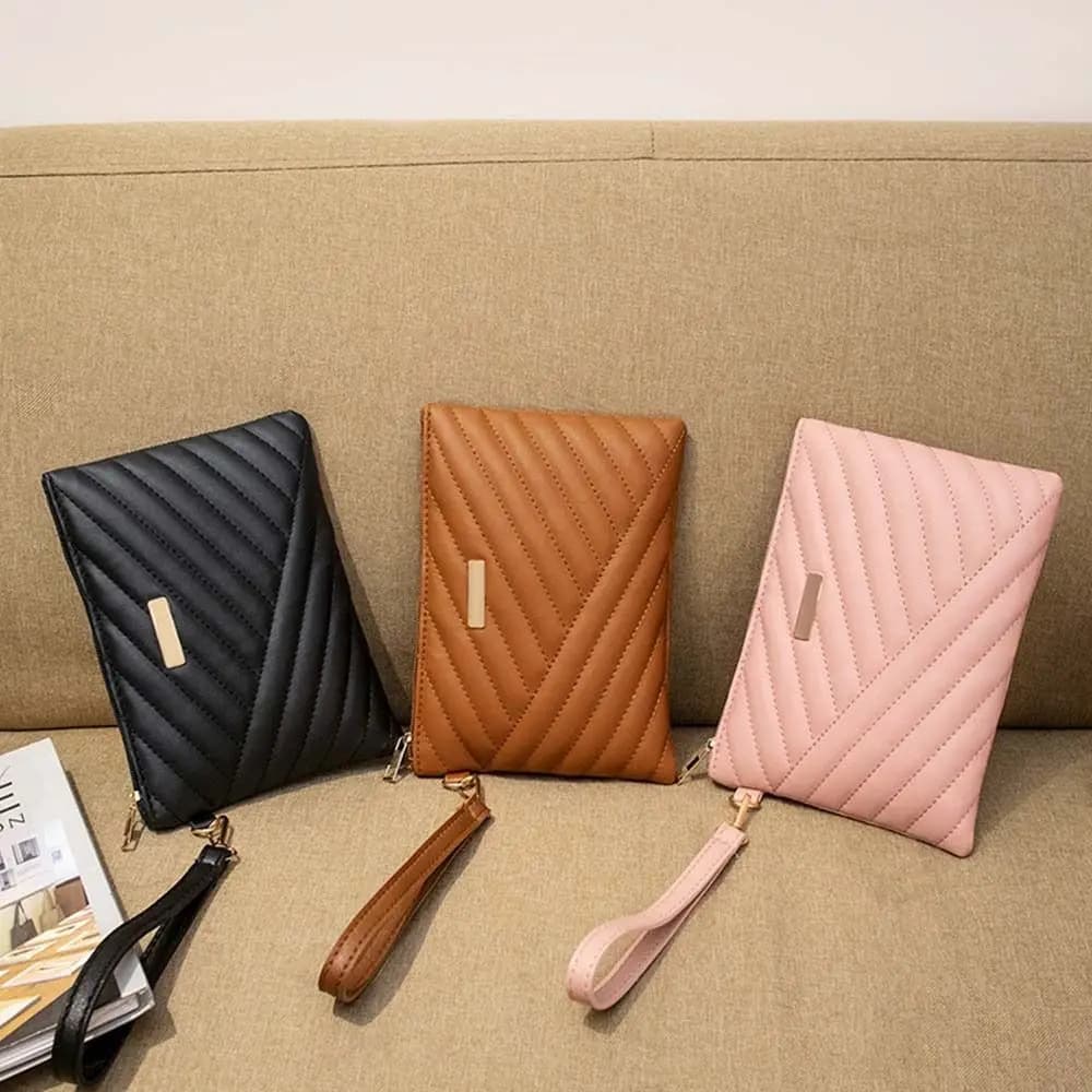 Women Stylish Leather Wristlet Bag Portable Envelope Bag Clutch Wallet Small Purse Traveling Backpack Shopping Bag Accessories
