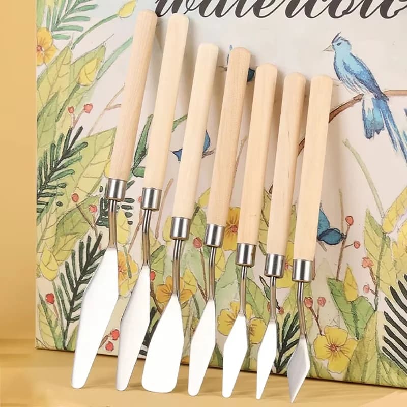 7Pcs/Set Stainless Steel Oil Painting Knife Set Artist Art Painting Tools Cake Spatula Baking Supplies School Drawing Stationery