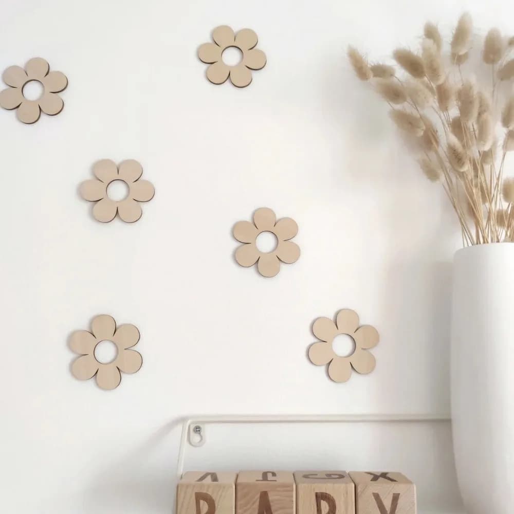 New DIY Wall Stickers Clouds Flowers Wooden Stickers Wall Ornaments Self-adhesive 3D Wall Stickers Nursery Decor