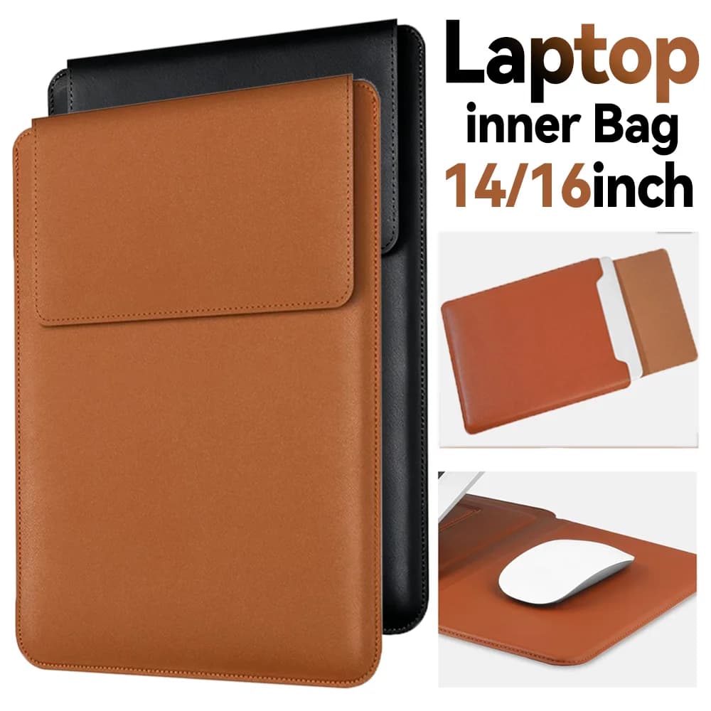 Leather Laptop Inner Bag For 14/16inch Notebook Sleeve for Apple Macbook Air Pro 13 M1 M2 Bags for ASUS 13.3 14 15 15.6 16 Cases