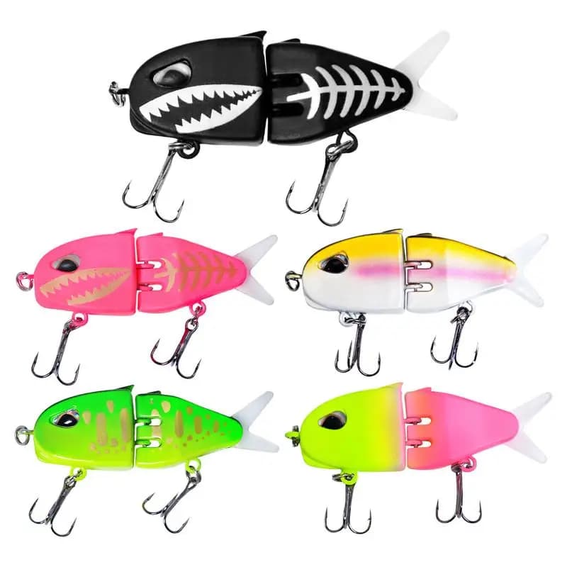 Realistic Fishing Lures 2 Joint Fishing Swimbait Colorful Mini Double Hook Swim Bait For Trout Freshwater Saltwater Fishing Gear
