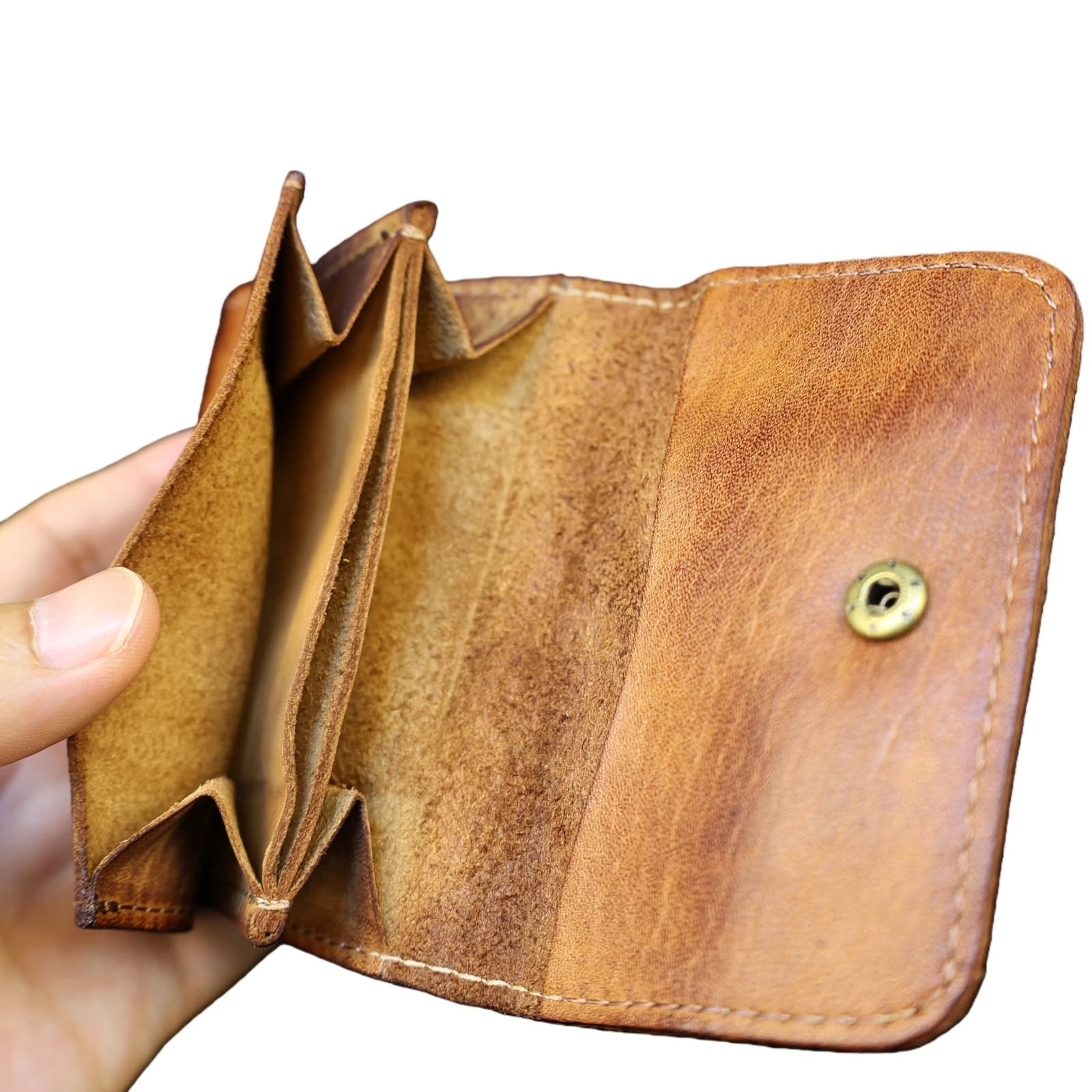 Genuine Cowhide Leather Wallet for Men Women Vintage Handmade Short Small Men's Wallets Compact Card Holder Leather Coin Purse
