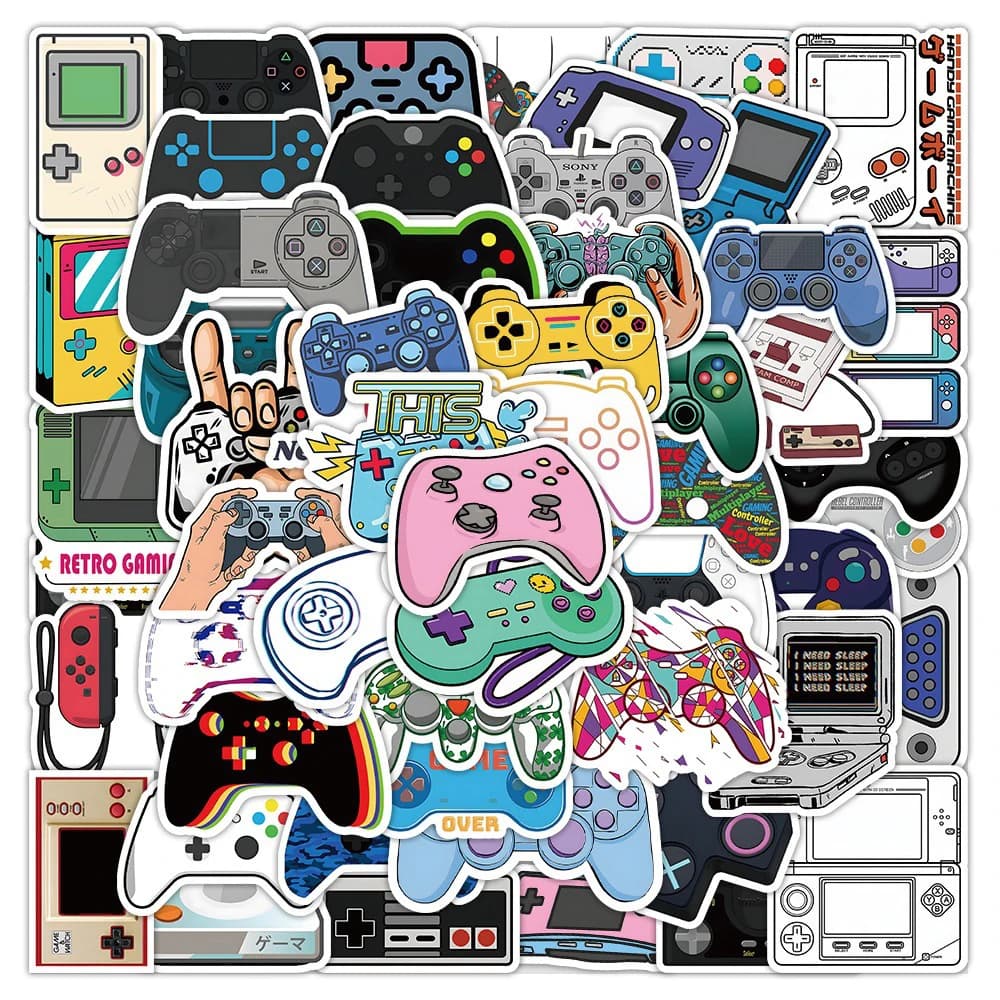 10/30/50pcs Cartoon Retro Video Game Console Stickers Cool Gamepad Joystick Graffiti Sticker Helmet Notebook Bike Phone Decals