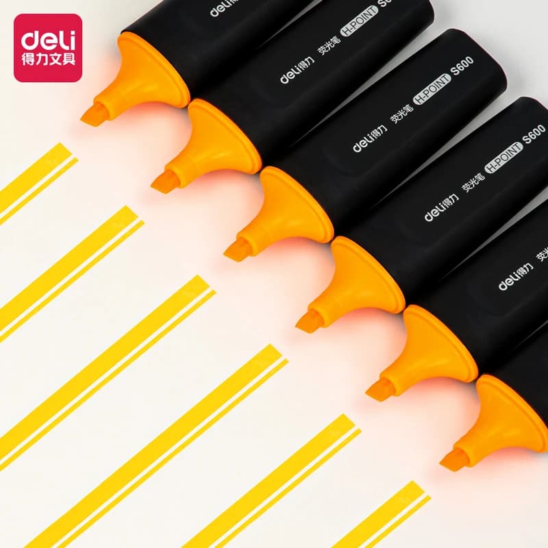 Deli 10Pcs Highlighters Set Large Capacity Chisel Tip Candy Color Markers Student Stationery School Supplies