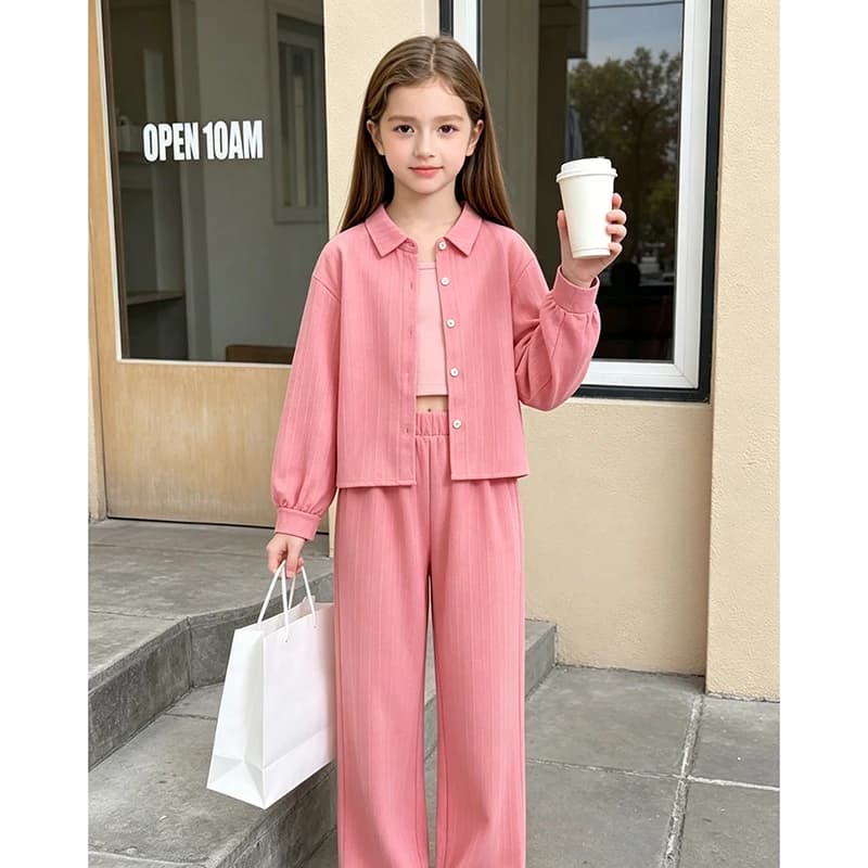 Girls Clothes Sets 4-16 Years Blue Long Sleeve Top + Blue Pants For Girls Spring Autumn Korean Style Suits Casual Clothes Sets