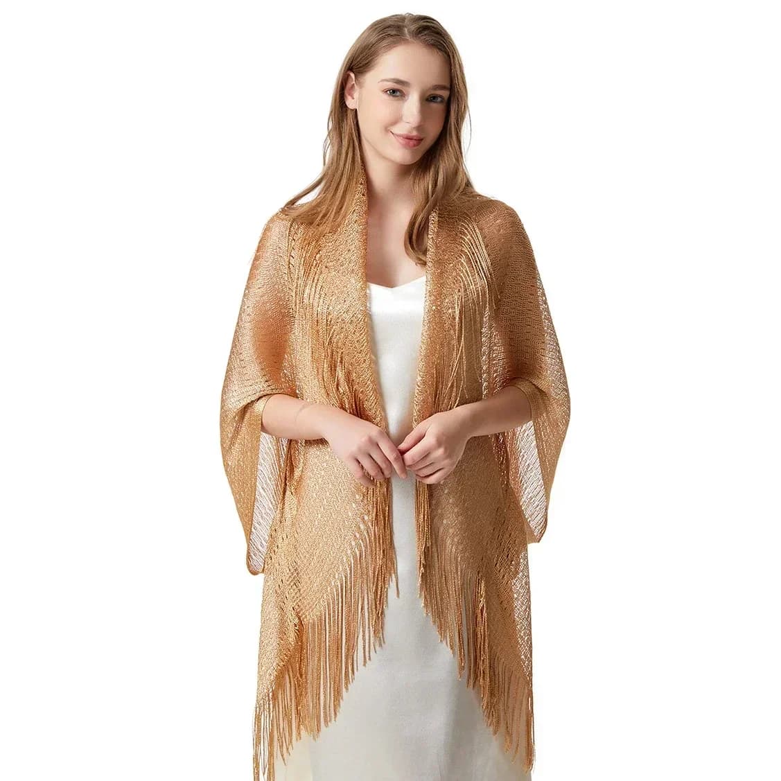 4 Colors Shawl Solid Swimsuit Bikini Cover Up Women Hollow Fringed Cardigan Bright Silk Cape Bathing Suit Cover Ups for Swimwear