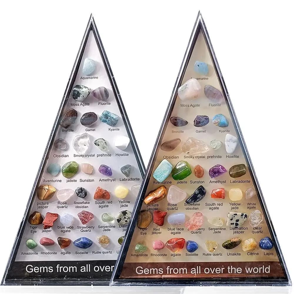 Gemstones Natural Crystal Rock Collection Natural Crafts Mineral Rock Polishing Natural Specimens Triangular Set 36 Ore