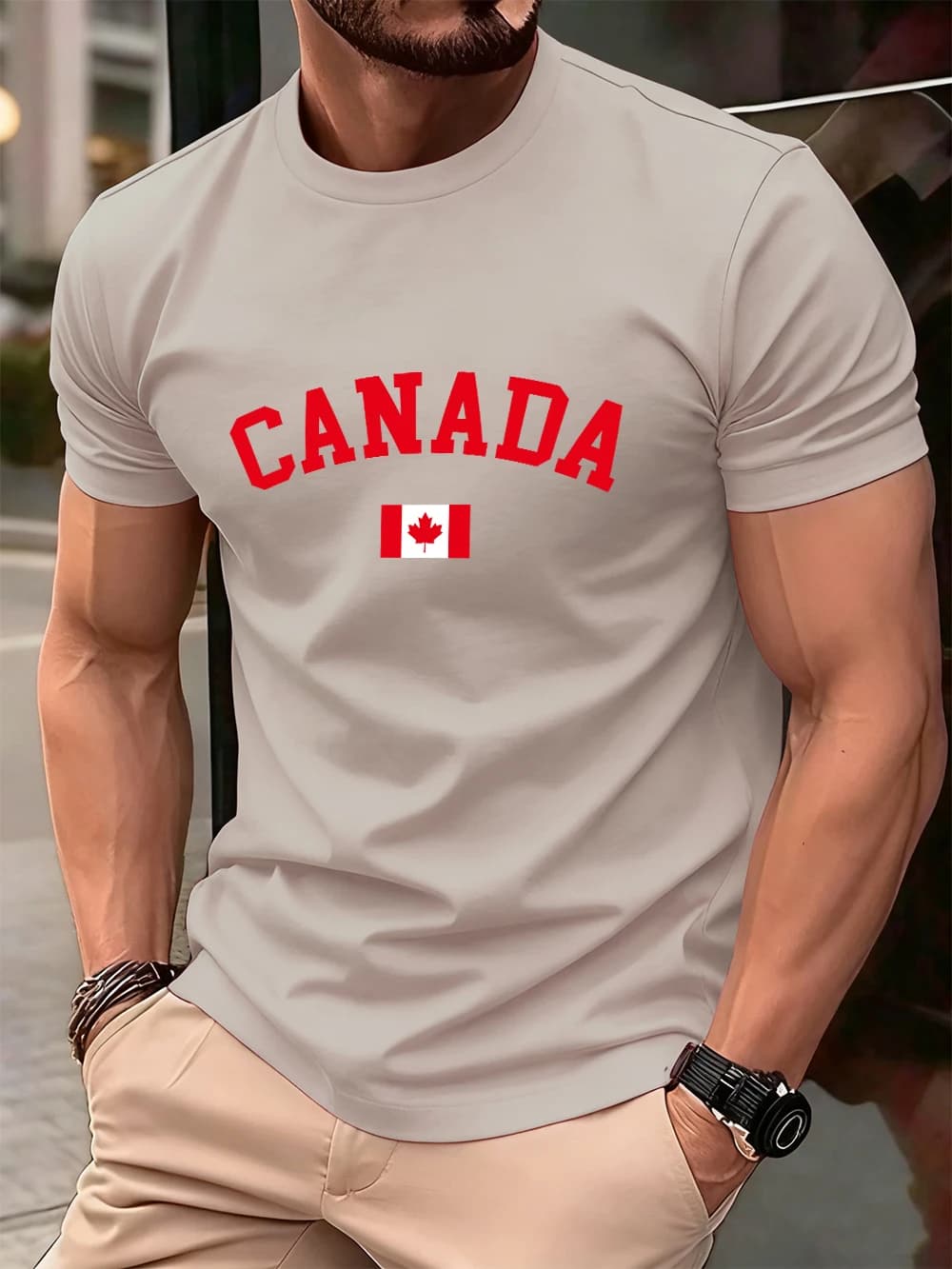 Canada Text With Flag Printed Cotton T-Shirts Men'S Summer Short Sleeve T Shirt Soft Oversized O-Neck Tops Basic Mens Clothes