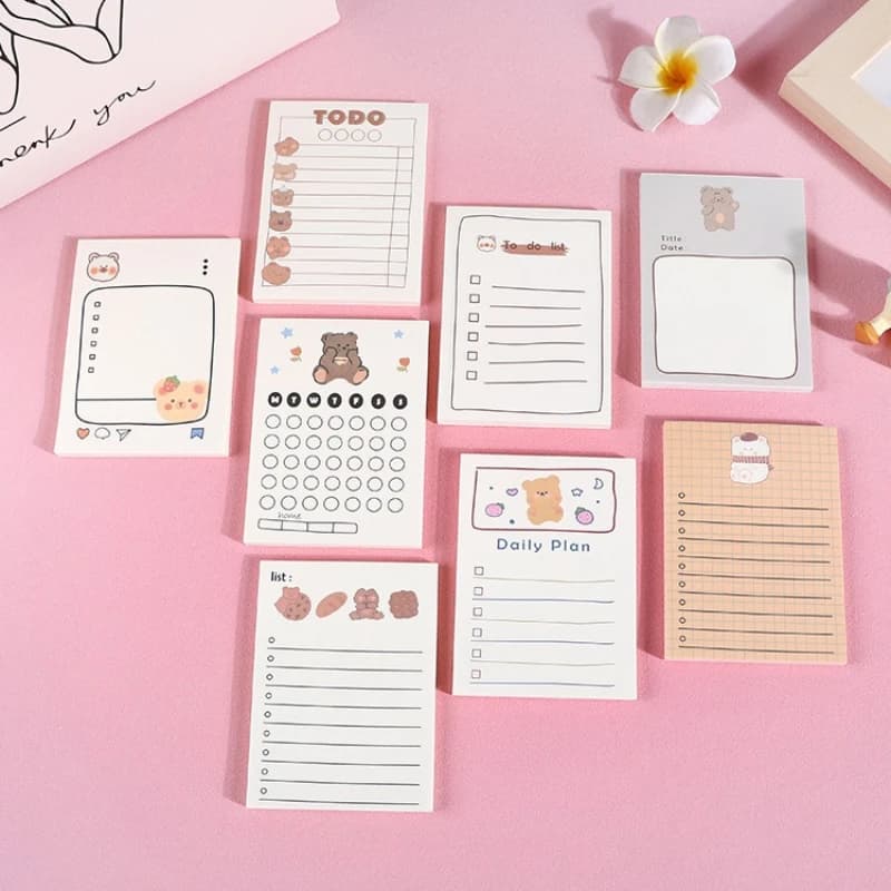 Kawai Stationery Bear Notebook 50 Page Small Portable Tearable and Adhesive Paper Lovely Office Student Plan Message Notes