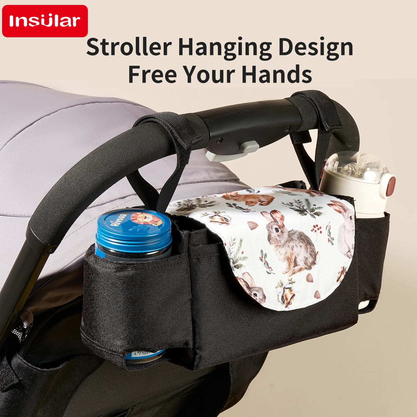 Baby Cartoon Stroller Bag Mommy Packs Stroller Hanging Bags Infant Diaper Nappy Packets Feeding Bottle Sacks Portable Waterproof