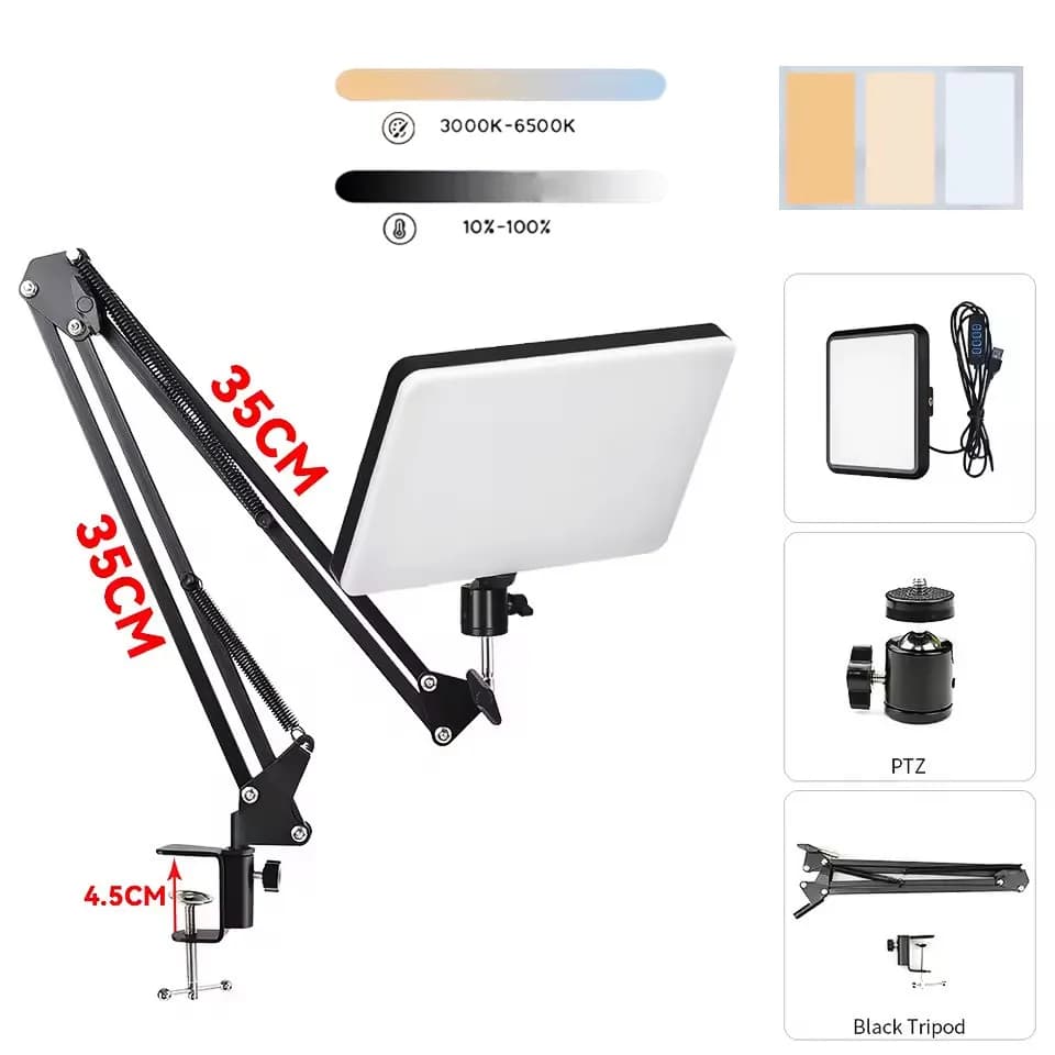 LED Photography Light Selfie Lights Conference Lighting Photo Studio Lamp With Scissor Arm Stand For Zoom YouTube Live Streaming