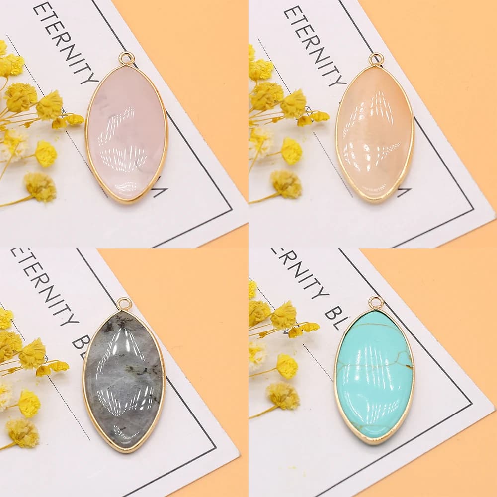 Natural Stone Pendant Oval Shap Gemstone Exquisite Charms for Jewelry Making Diy Bracelet Necklace Earrings Accessories Gifts