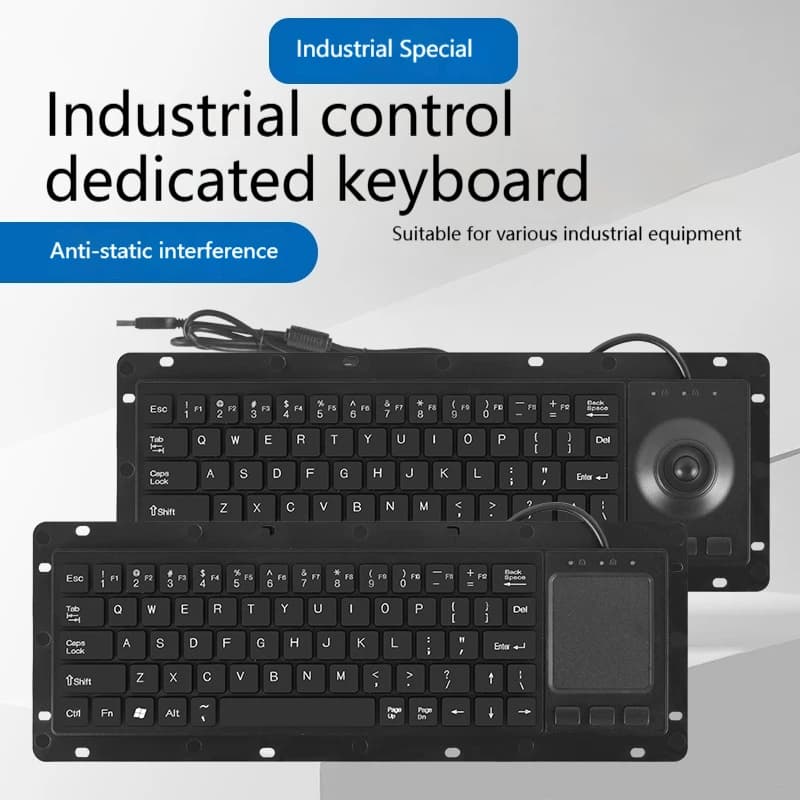 Integrated Wired Industrial Keyboard with Touchpad Mouse Inlaid Anti-Static Anti-Interference Magnetic Ring for Computer Office