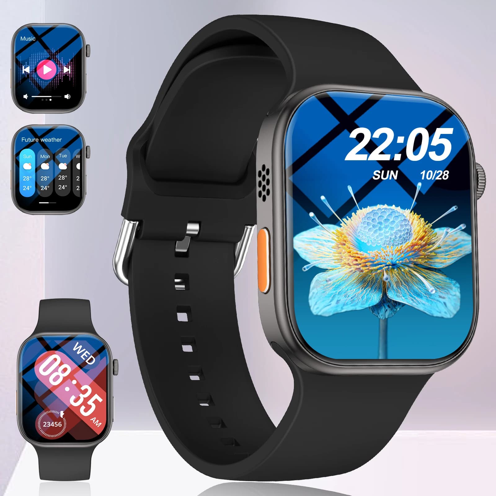 Smart Watch with 2.02-Inch HD Display – Wireless Calling/Dialing, Alarm/Message Notifications, Fitness Tracking, Music Control.