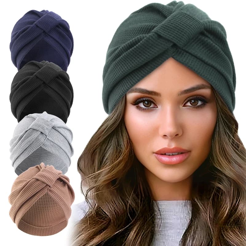 Women's headscarf hat breathable cotton thick waffle square headscarf hat Indian hat ethnic headscarf