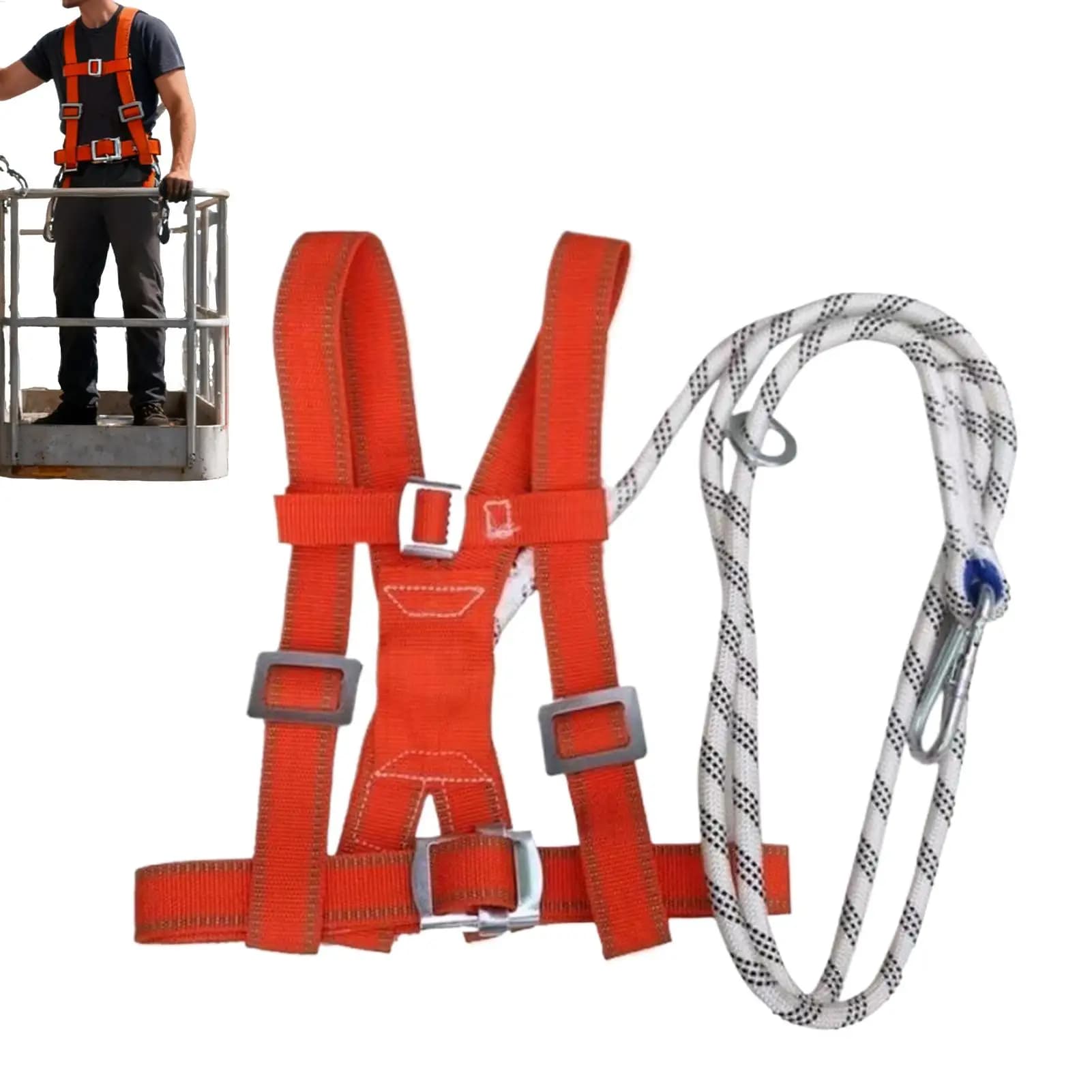 Safety Harness Fall Protection Kit with Shock Absorbing Lanyard Roofing Work Harnesses Full Body Safety Harness for Construction
