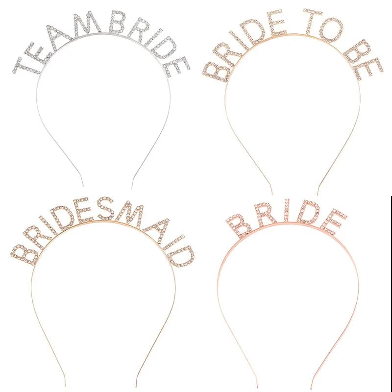 Wedding Bridal Hair Accessories Hair Hoops Alloy Crystal BRIDE Letter Headwear Team Bridesmaids Headbands