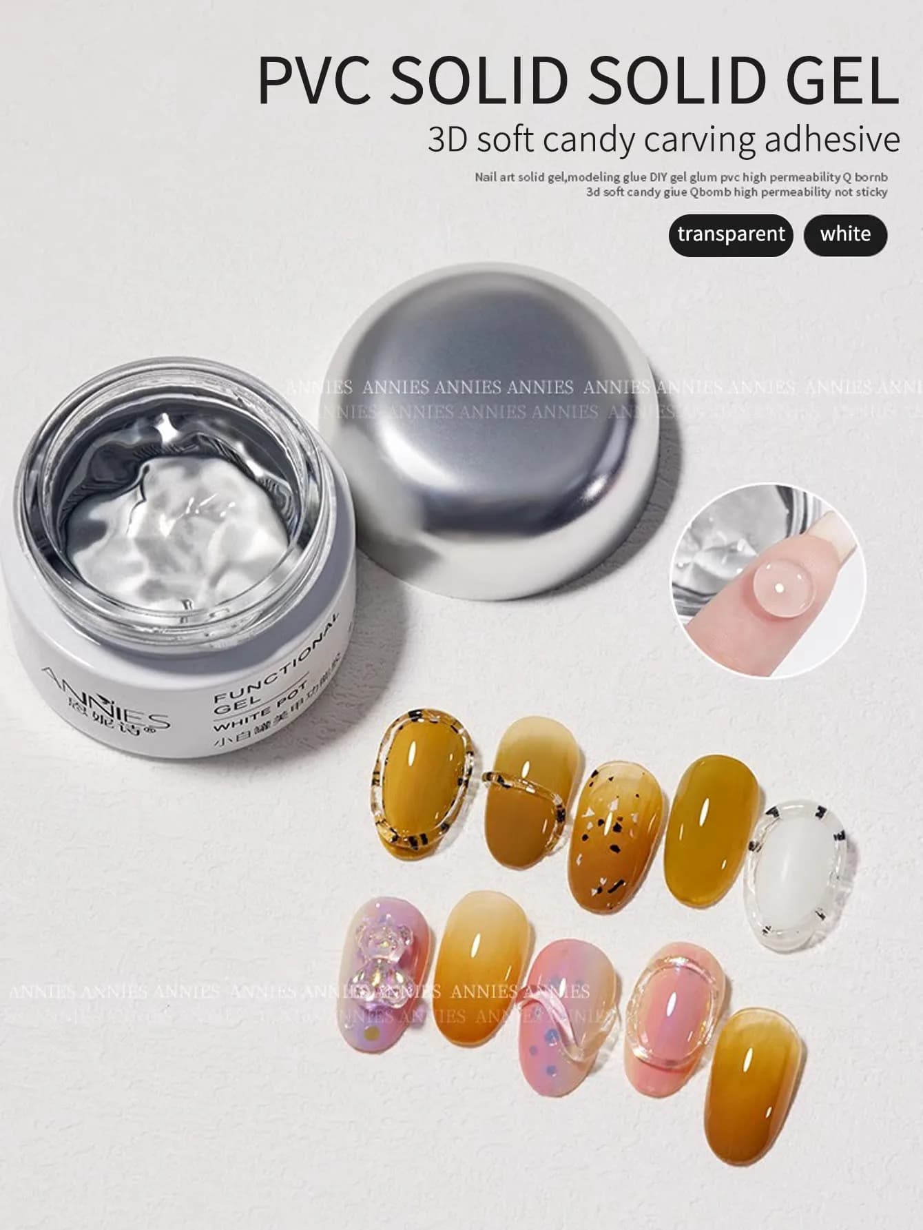 20g Clear Non Stick Hand Extension Gel Nail Polish for 3D Shaping Nail Art Solid Milky Jelly Hard Gel for Fake Nail