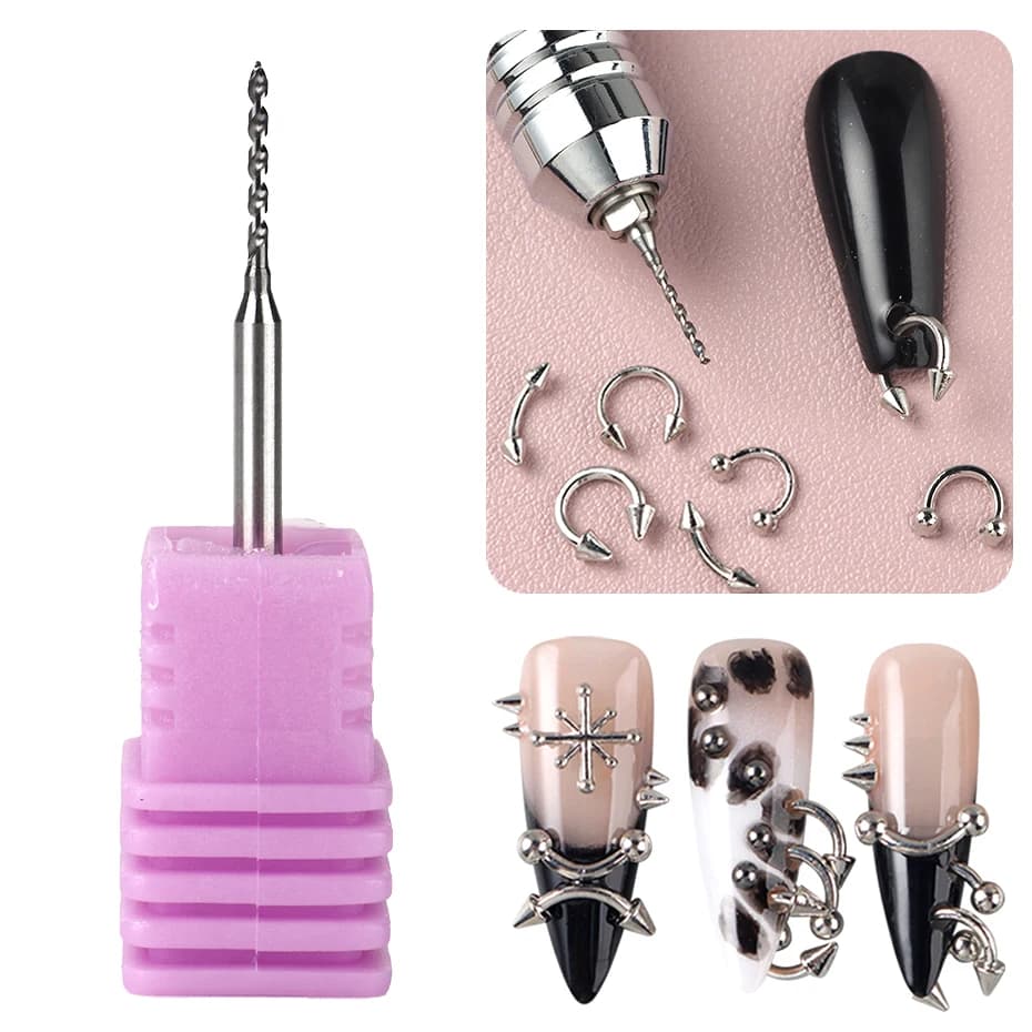 Nail Drill Pierce Bit for Jewelry Open Ring Nail Art Decorative Piercing Tungsten Steel Grinding Head Precise Hole Punching Tool