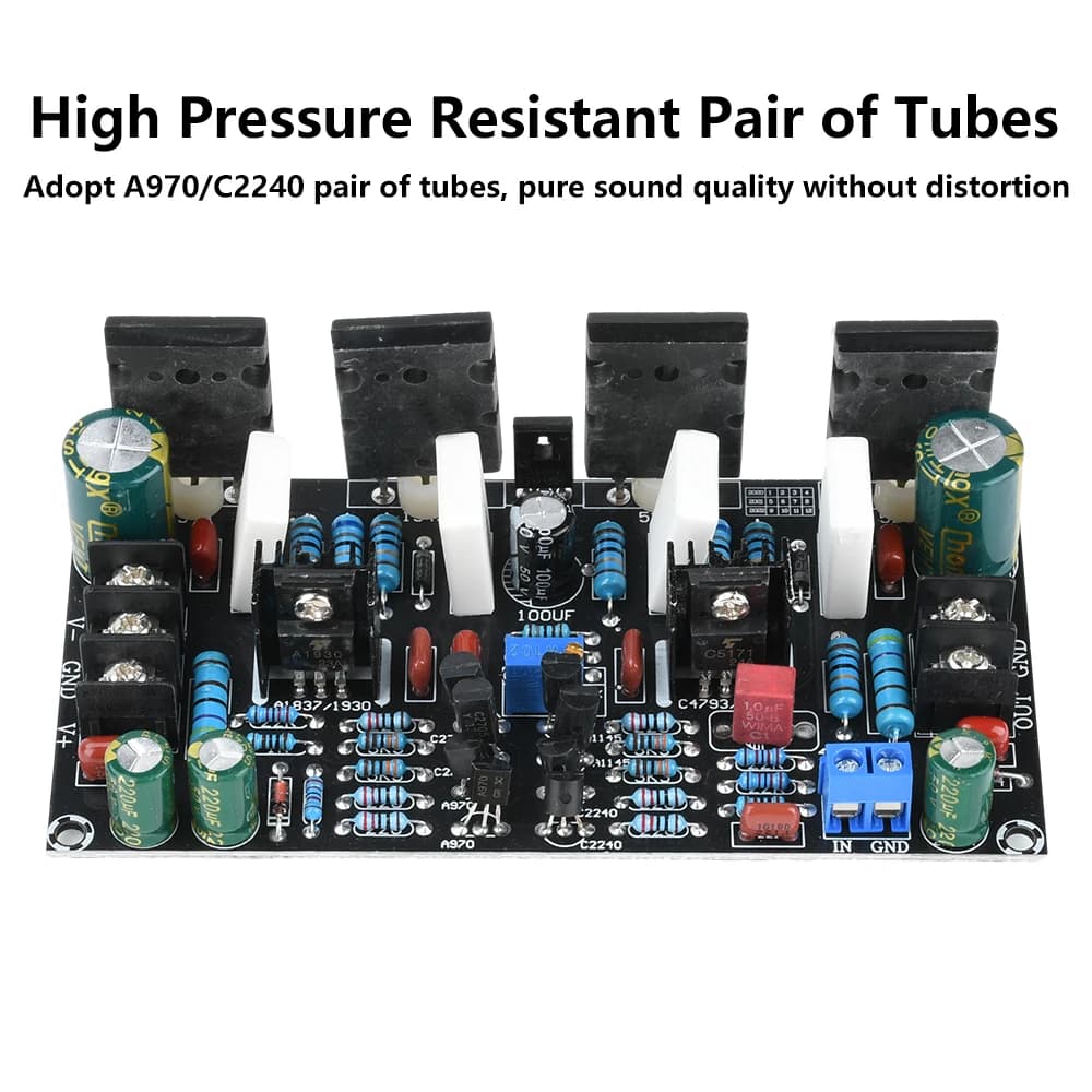 200W Power Audio Amplifier Board 1943+5200 Paired Tube Post Stage Power Amplifier Board Finished Board DC 20V-90V