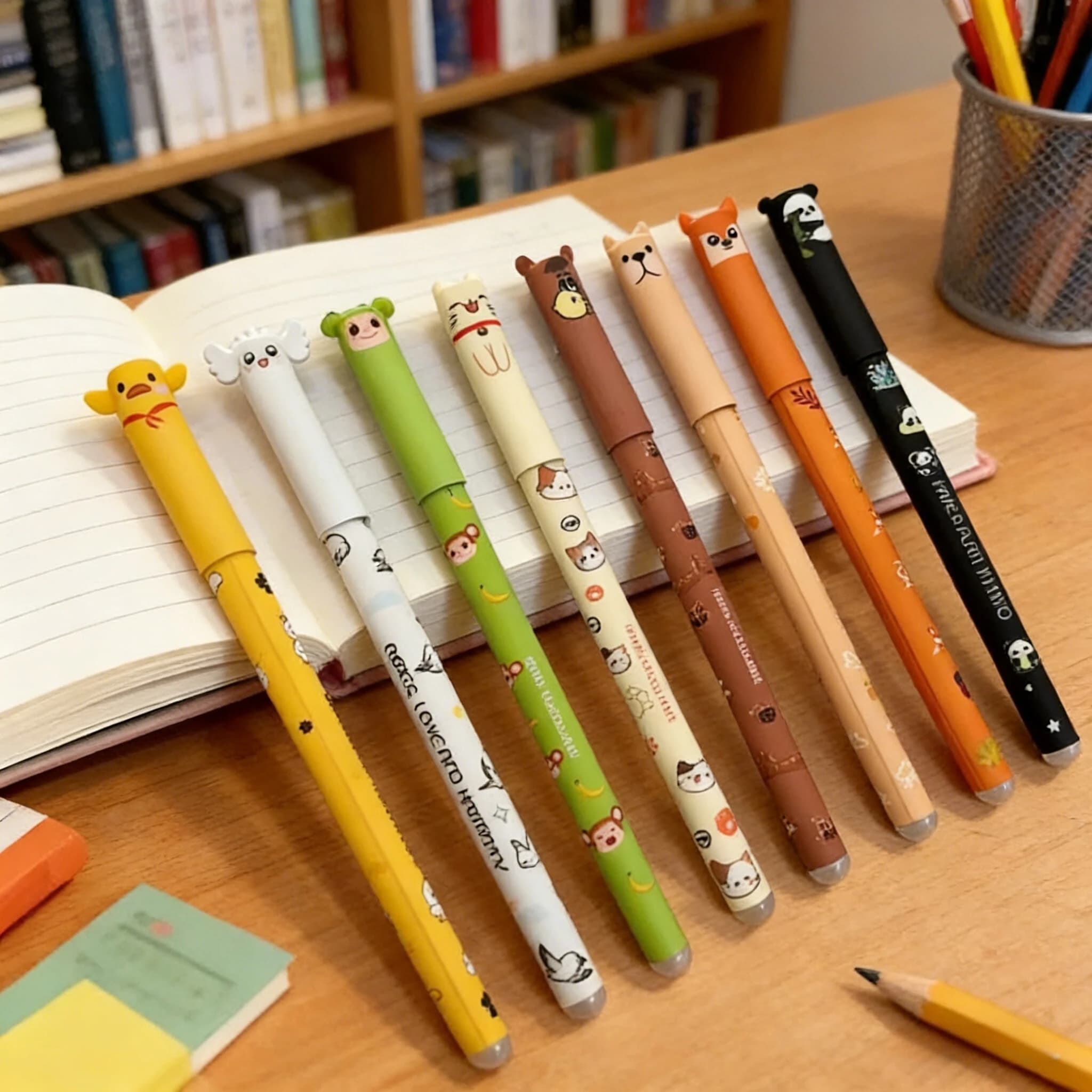 A Set of 8 Animal-Shaped Erasable Gel Pens, Featuring a 0.5Mm Fine Tip, They Are Perfect for Note-Taking And Writing, cute pens