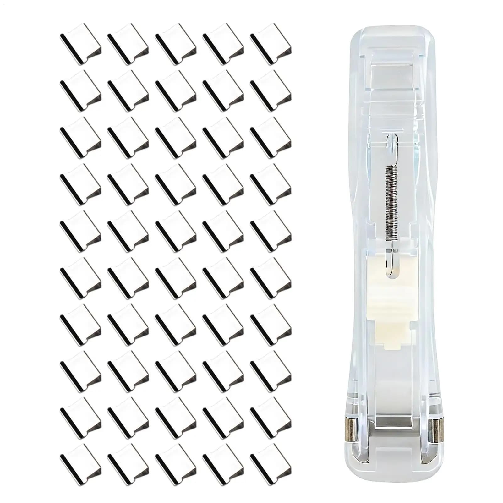 Portable Pusher Stapler With 50 Paper Clip Office Dispenser Reusable Binder Clip Stapler For Book Binding Machine Office Supplie