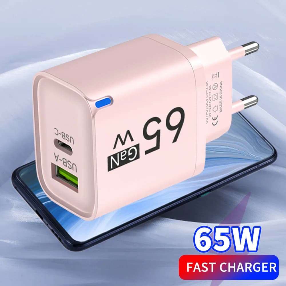65W High Speed Charge Phone Charger For iPhone 14 13 Xiaomi Huawei Samsung Oneplus Fast Charging Mobile Phone Wall Power Adapter