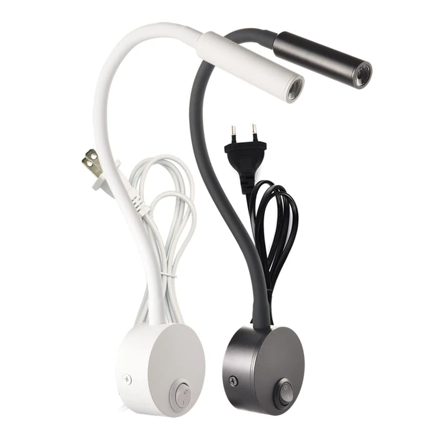 3W Wall Lamp Sconces Bedside Working Study Reading Book Wall Night Light Fixtures Gooesneck Adjust Spot LED White Black Silver