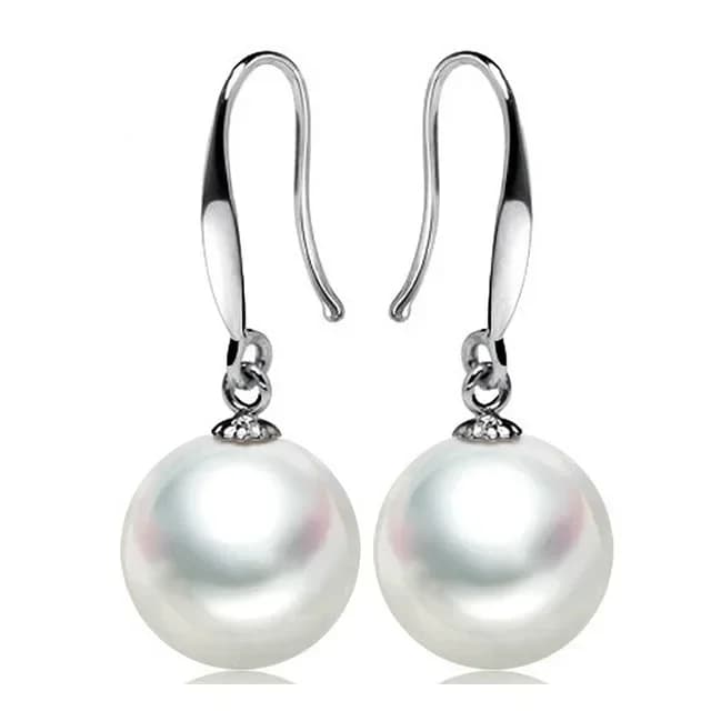 Fine 925 Sterling Silver Beautiful 10mm Pearl Drop Earrings Jewelry for Woman fashion Wedding Party Gift temperament Jewelry