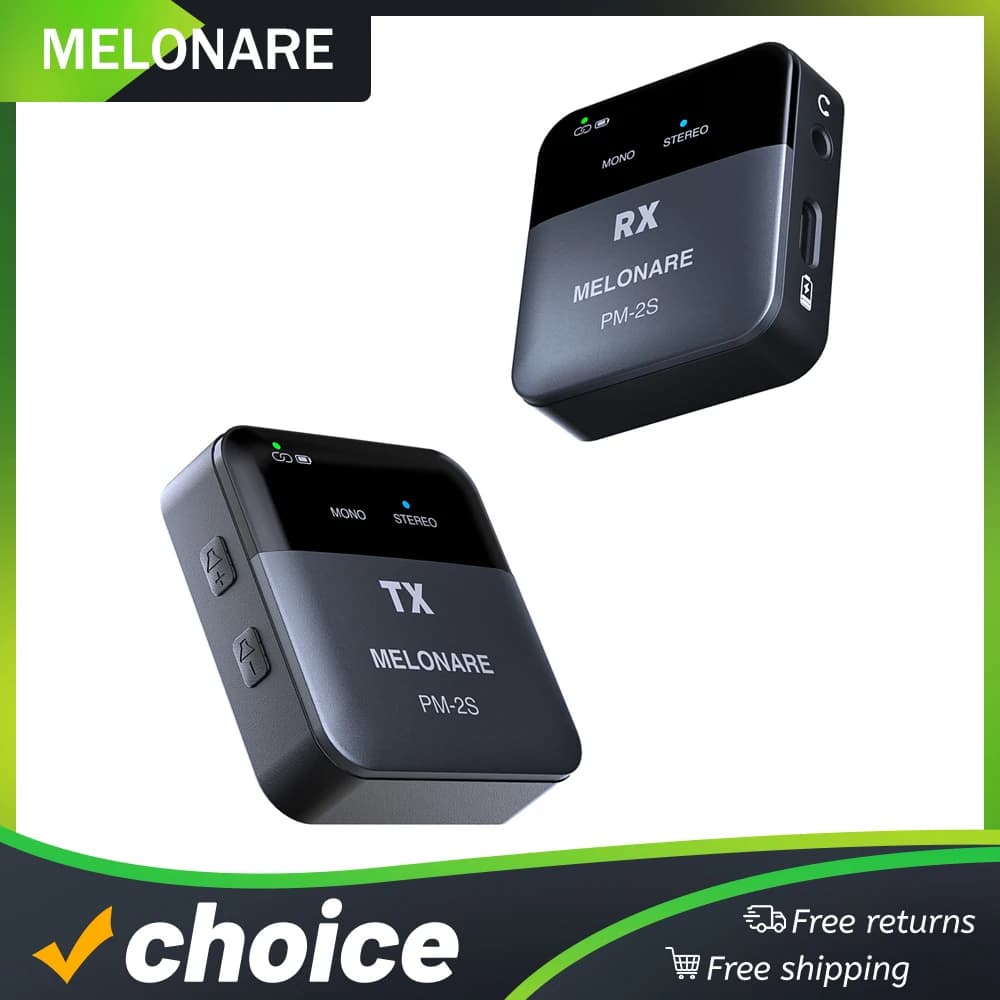 Portable Audio Wireless In Ear Monitor System Mono/Stereo 24bit/48kHz Audio,OTG Input, IEM for Live PM-2S Melonare