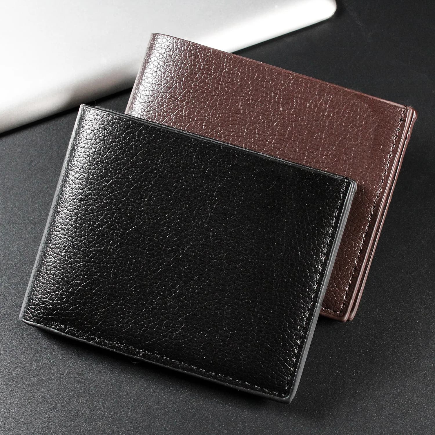 Fashion Short Men's Wallet PU Leather Men Wallets Multiple Card Slots ID/Credit Card Holder Black Wallets for Man