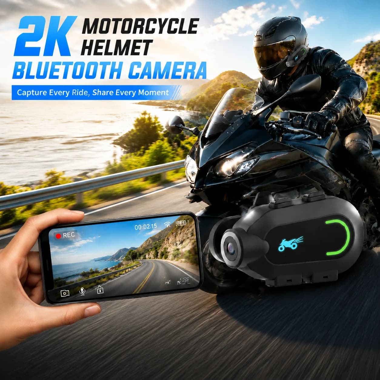 Action Camera - 1080P HD 30FPS Video, 9 Hour Battery, Waterproof, 300 Degree Rotating Lens, Streaming, Dashcam, Low Light Film.