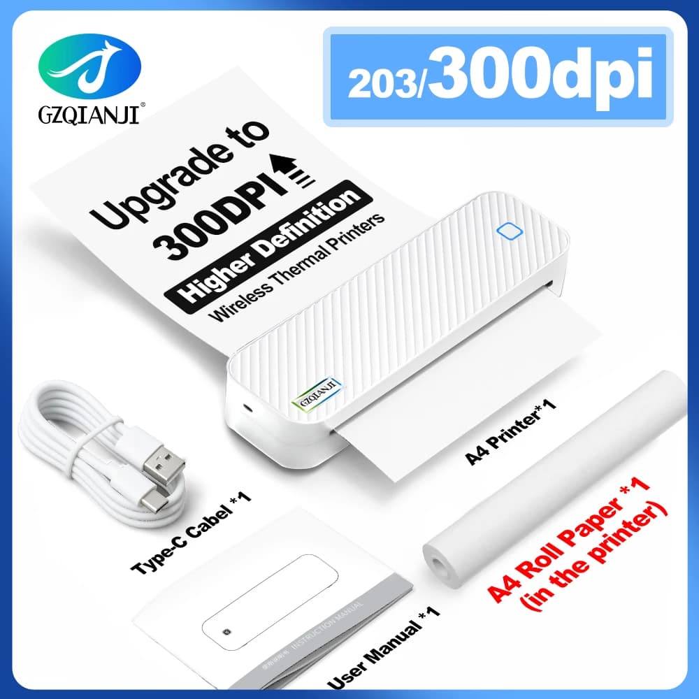 300dpi A4 Thermal Photo Printer Portable Bluetooth Wireless Machine Maker For Print Pattern PDF Document Domestic Commercial USE